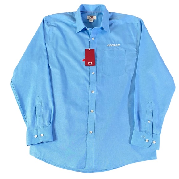 Doosan Cutter Buck Shirt Mens Large Blue Employee Uniform Work Button Front NEW